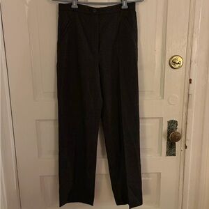 Dark gray striped wool pleated trousers